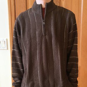 Mens Quarter Zip Jacquard Sweater by John Blair NWOT